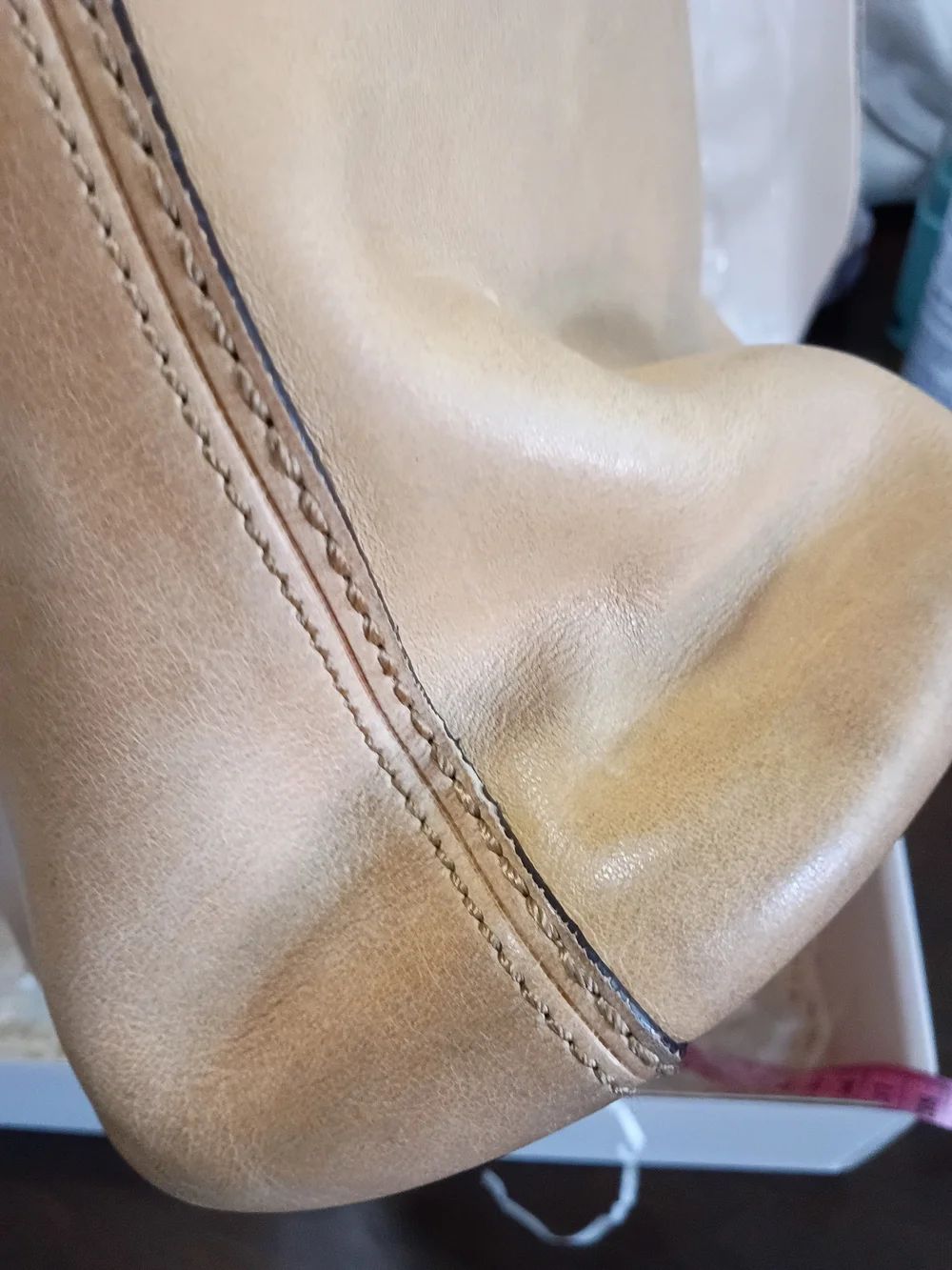 Coach Tattersall Almost Vintage Leather Hobo Bucket  Shoulder Bag - Tan/Butta
